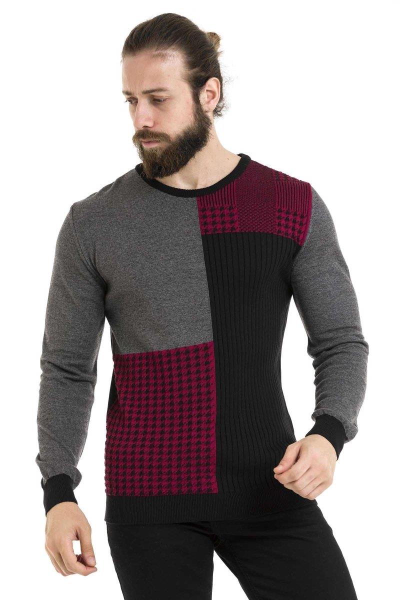 CP263 Round Neck Patterned Men's Knitwear