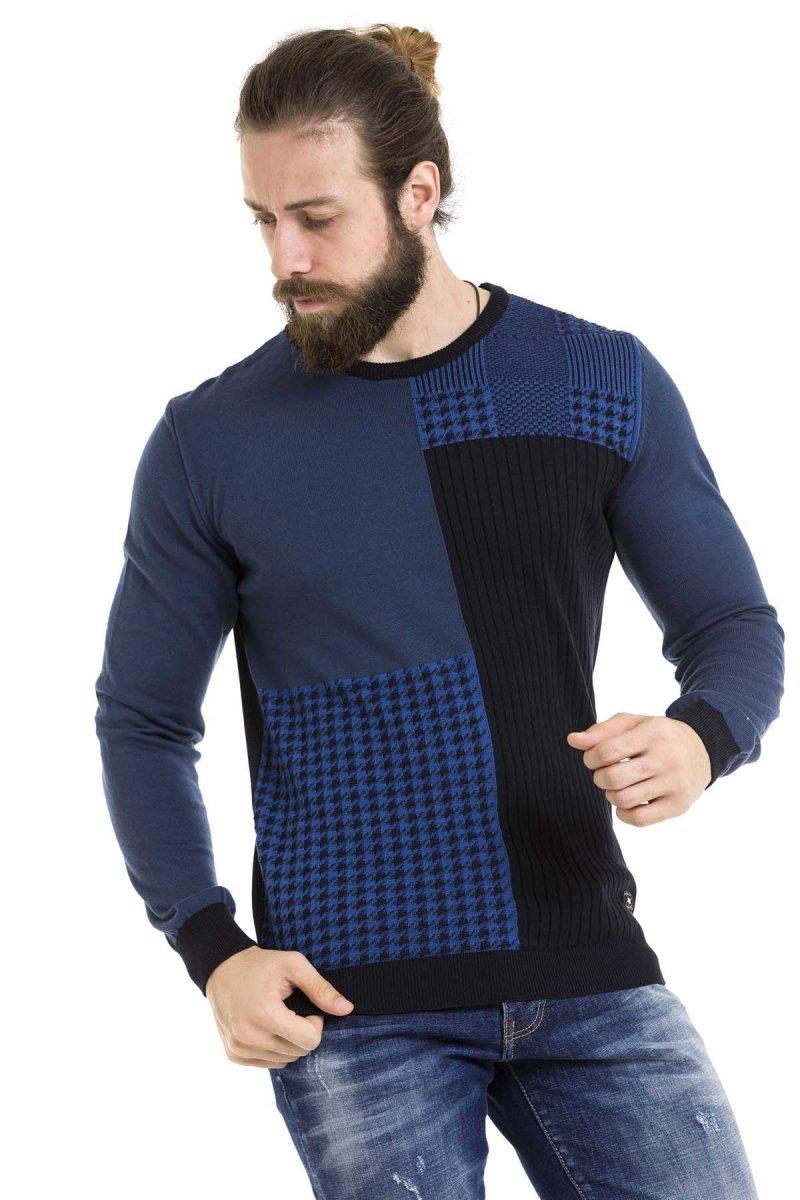 CP263 Round Neck Patterned Men's Knitwear