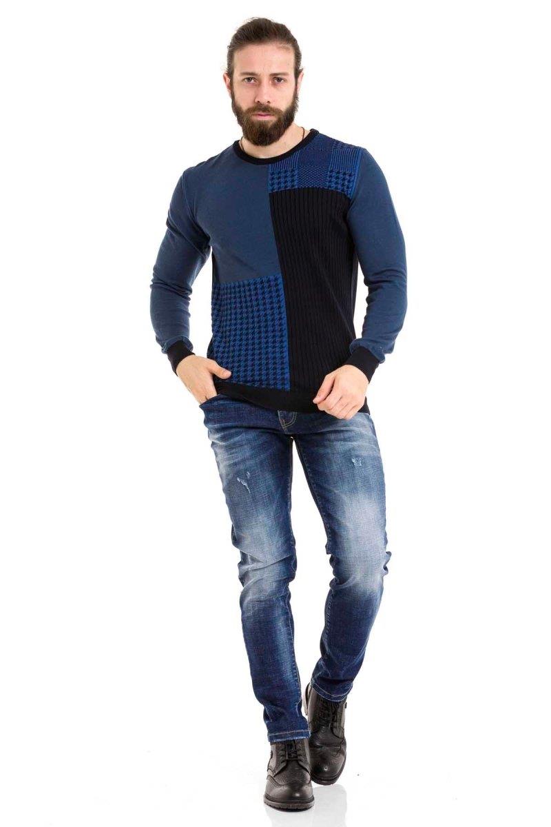 CP263 Round Neck Patterned Men's Knitwear
