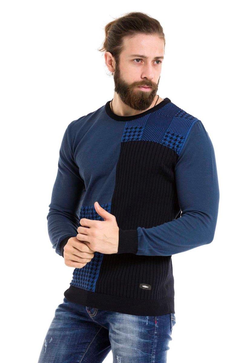 CP263 Round Neck Patterned Men's Knitwear