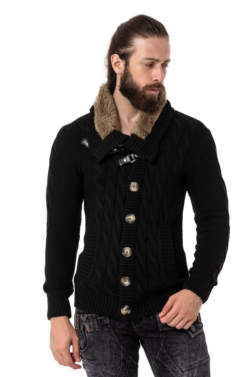CP265 Fur Collar Men's Cardigan