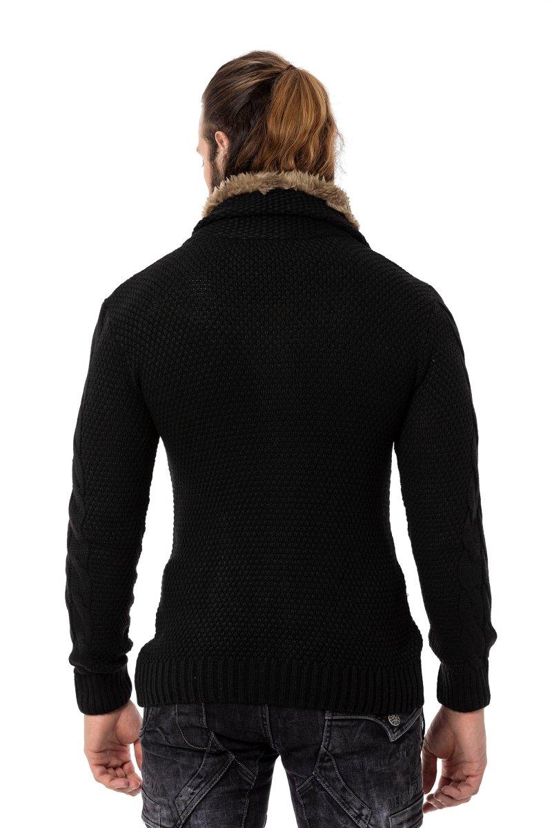 CP265 Fur Collar Men's Cardigan