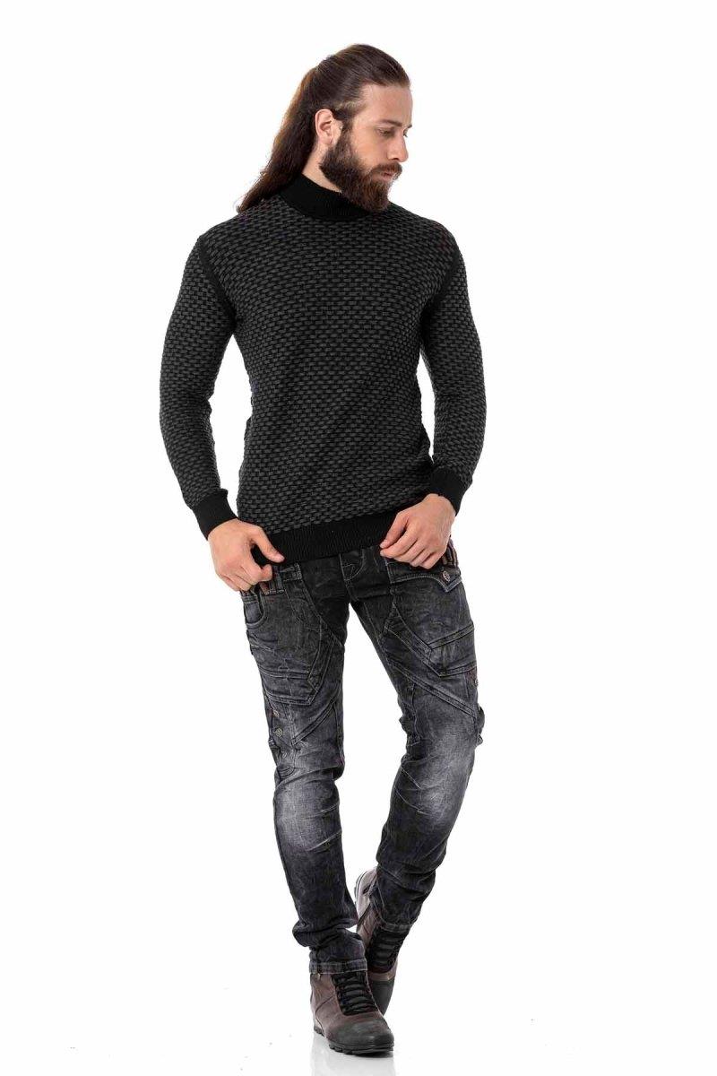 CP274 Half Turtleneck Textured Sweater