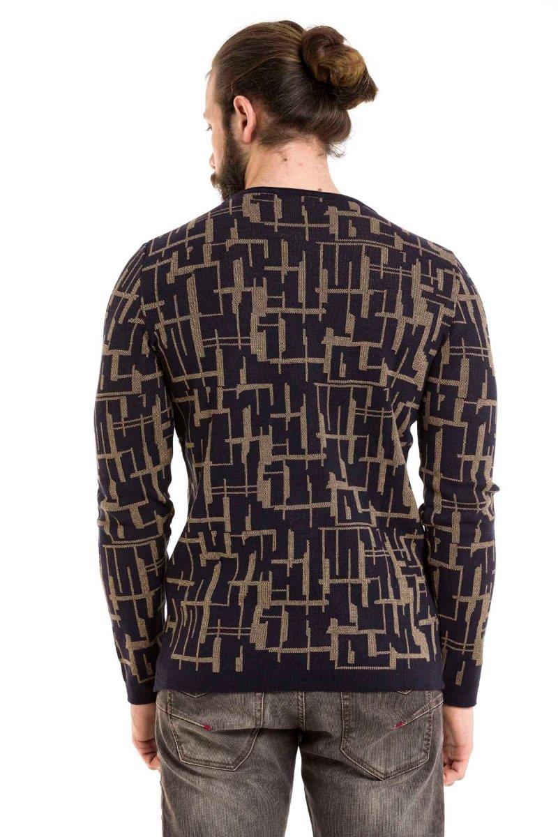 CP277 Round Neck Patterned Sweater