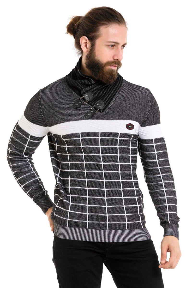 CP279 Shawl Collar Patterned Sweater
