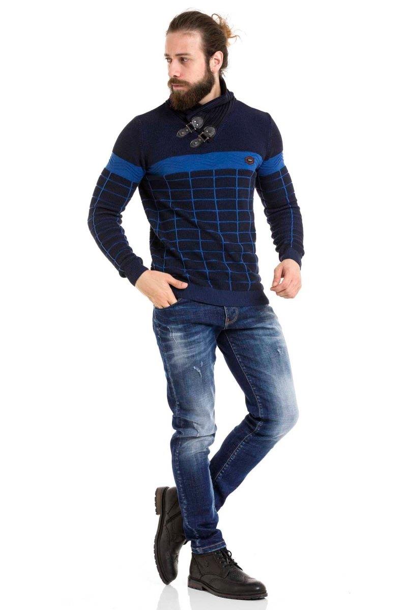 CP279 Shawl Collar Patterned Sweater