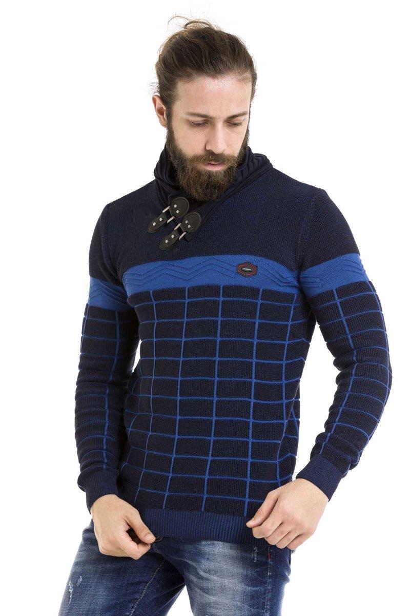 CP279 Shawl Collar Patterned Sweater
