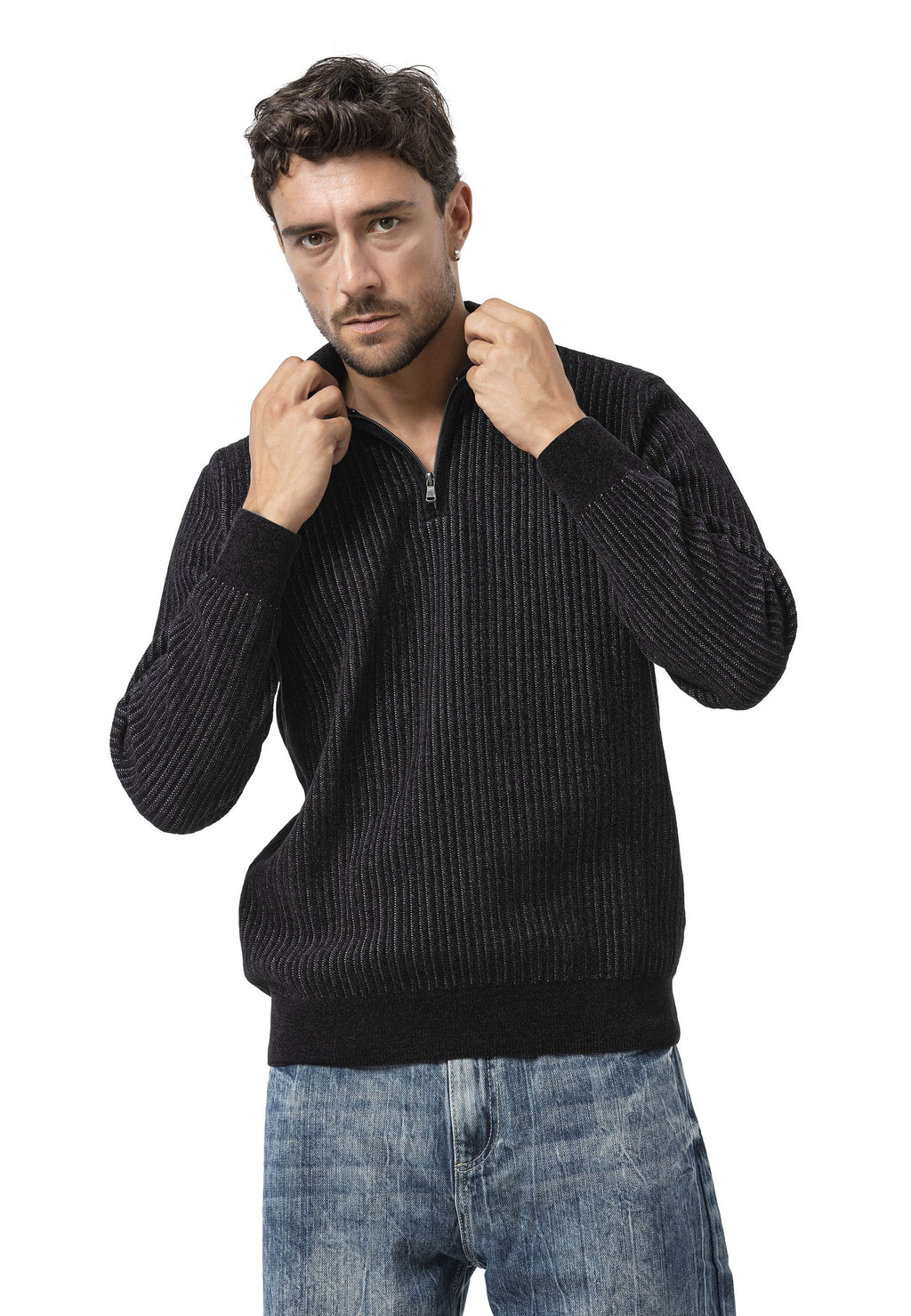 CP286 Men's Zip Knit Sweater
