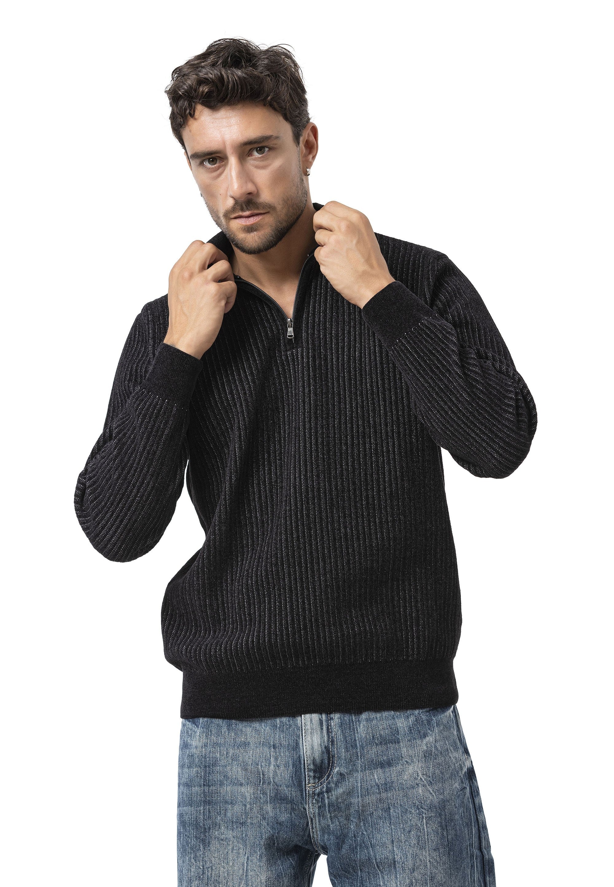 CP286 Men's Zip Knit Sweater