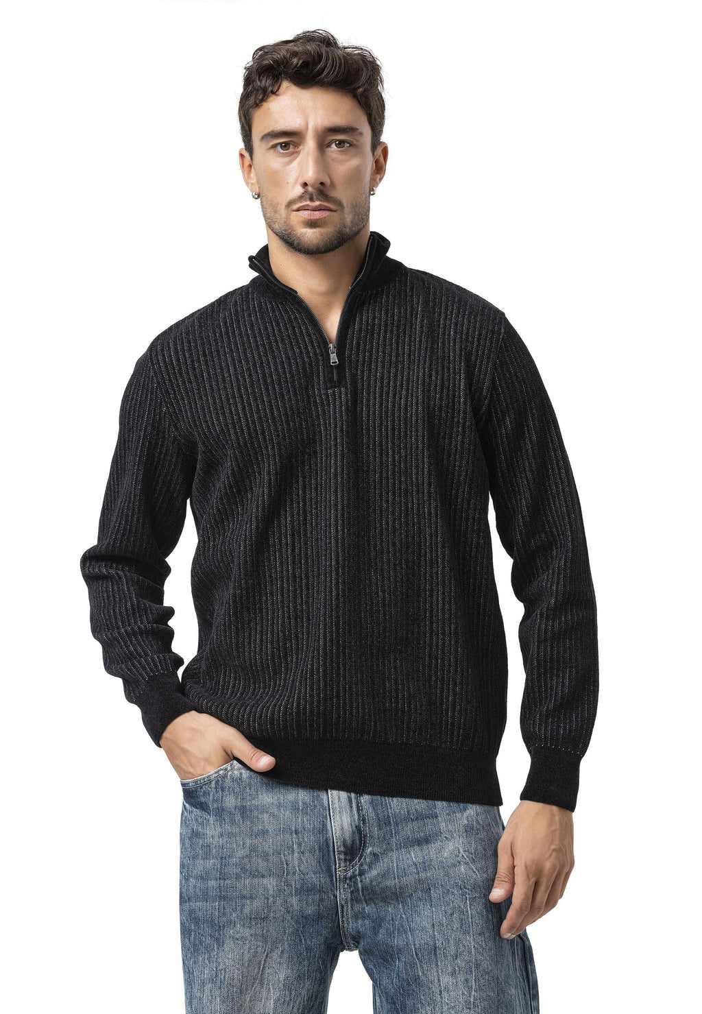 CP286 Men's Zip Knit Sweater