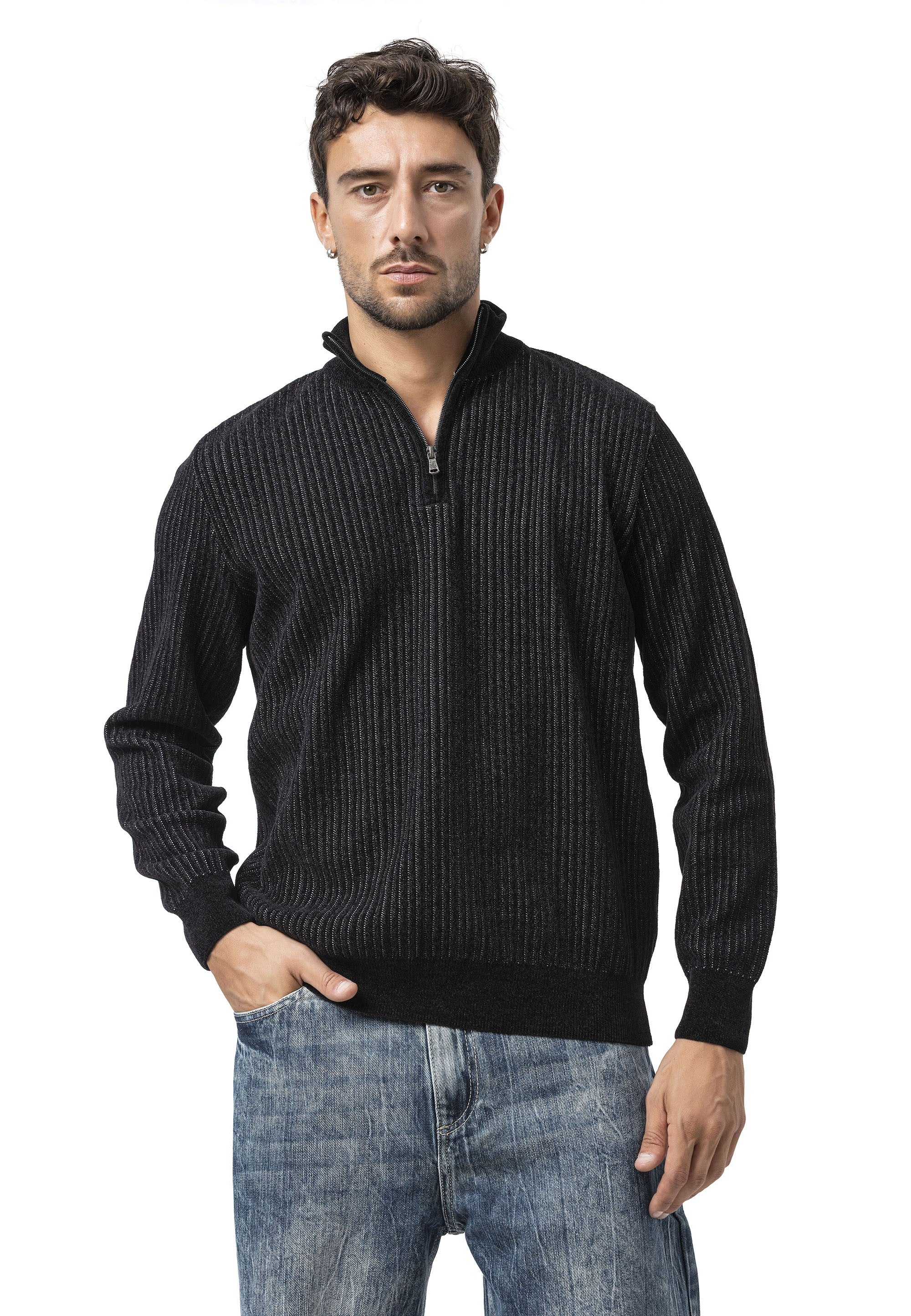 CP286 Men's Zip Knit Sweater
