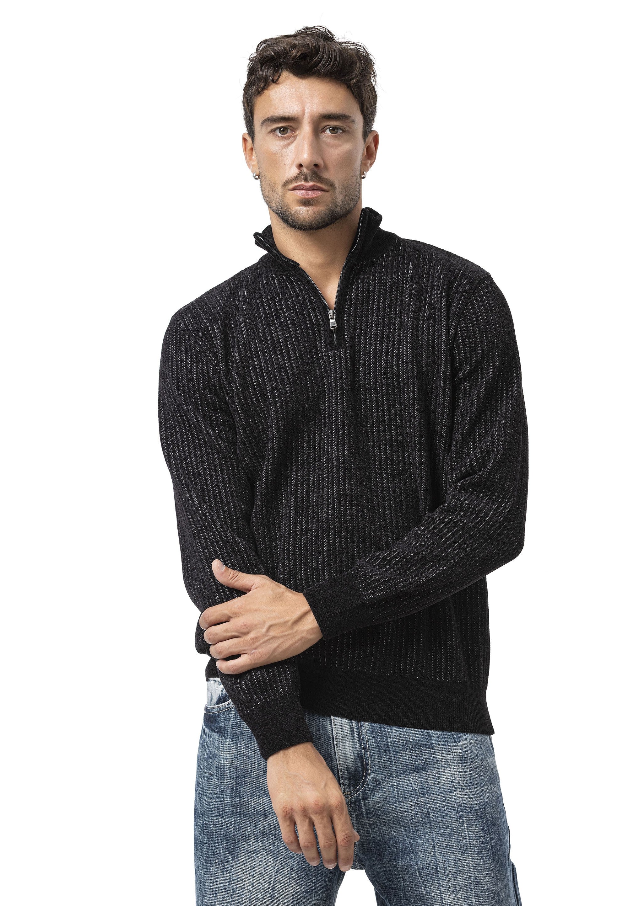 CP286 Men's Zip Knit Sweater