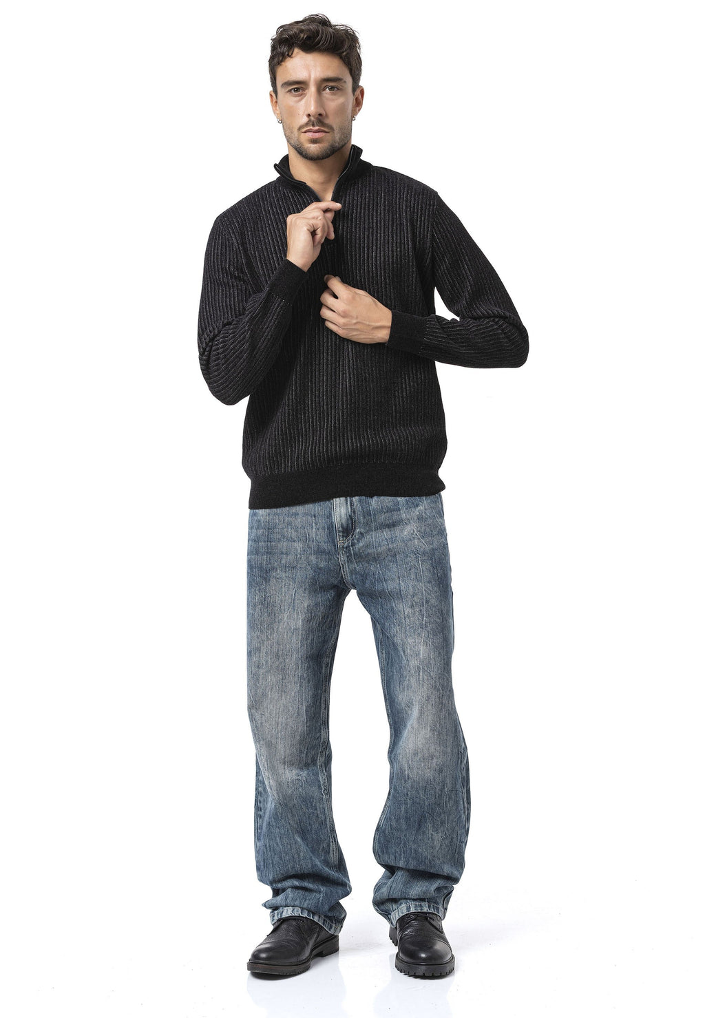 CP286 Men's Zip Knit Sweater