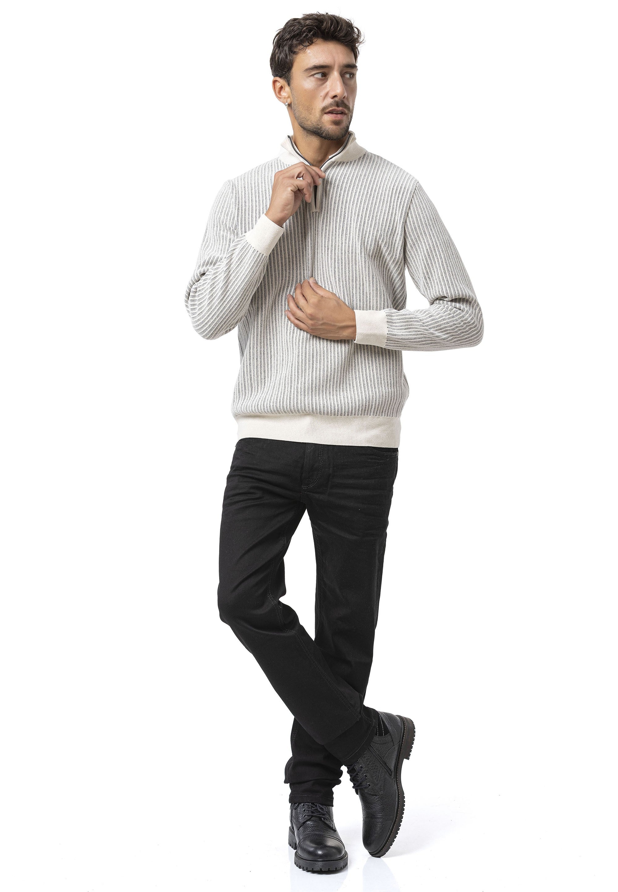 CP286 Men's Zip Knit Sweater