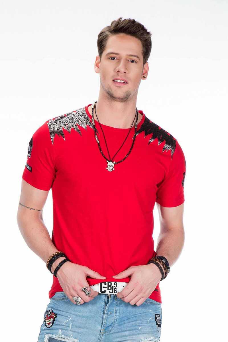 CT409 Native American Skull Print Men's T-Shirt
