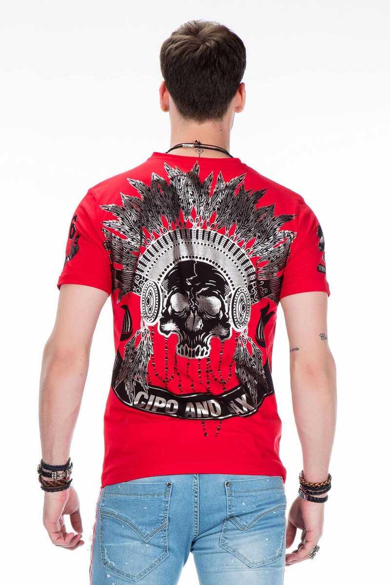 CT409 Native American Skull Print Men's T-Shirt