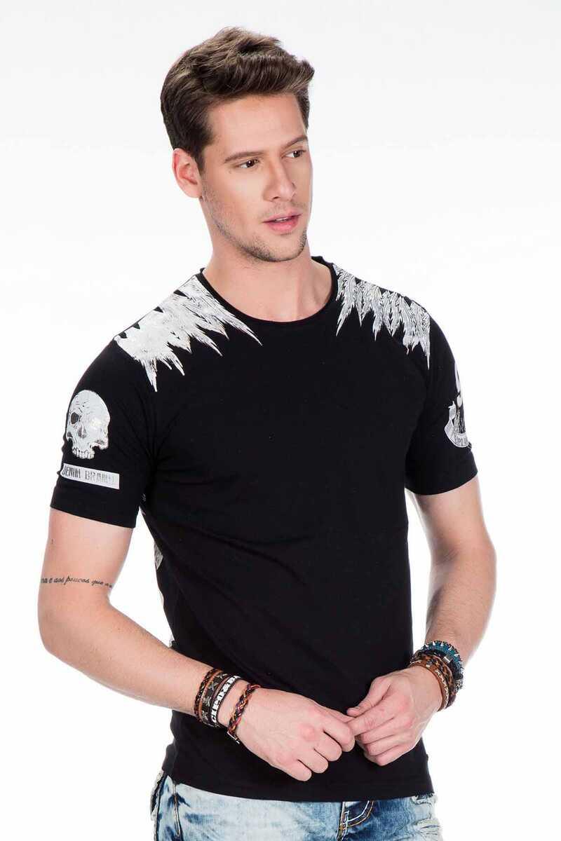 CT409 Native American Skull Print Men's T-Shirt