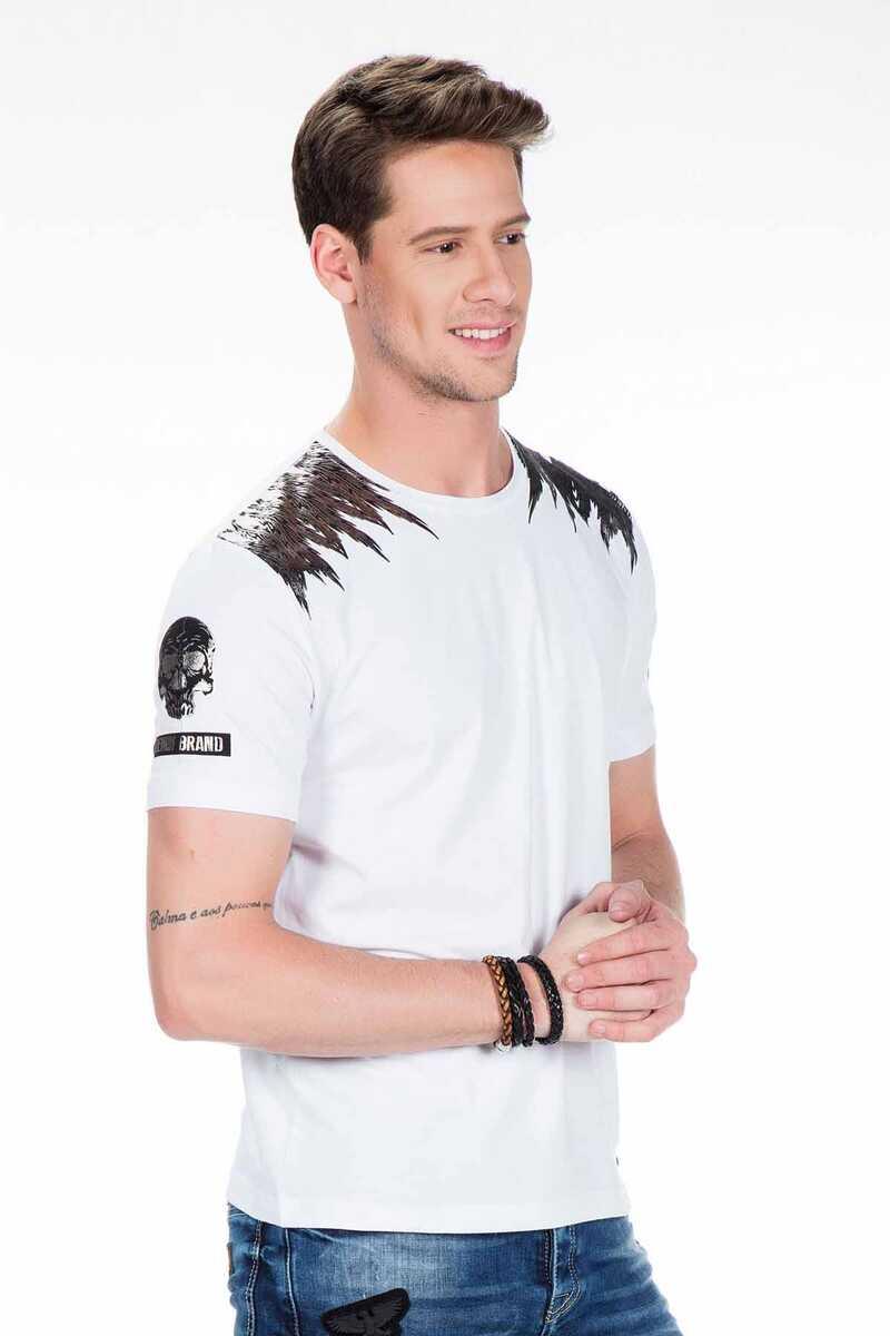 CT409 Native American Skull Print Men's T-Shirt