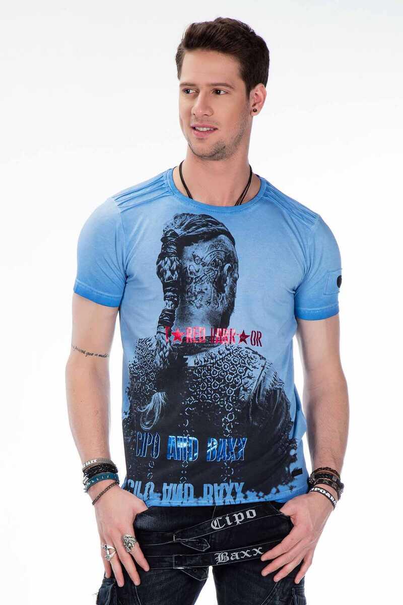 CT412 Viking Warrior Print Slim Fit Men's T-Shirt