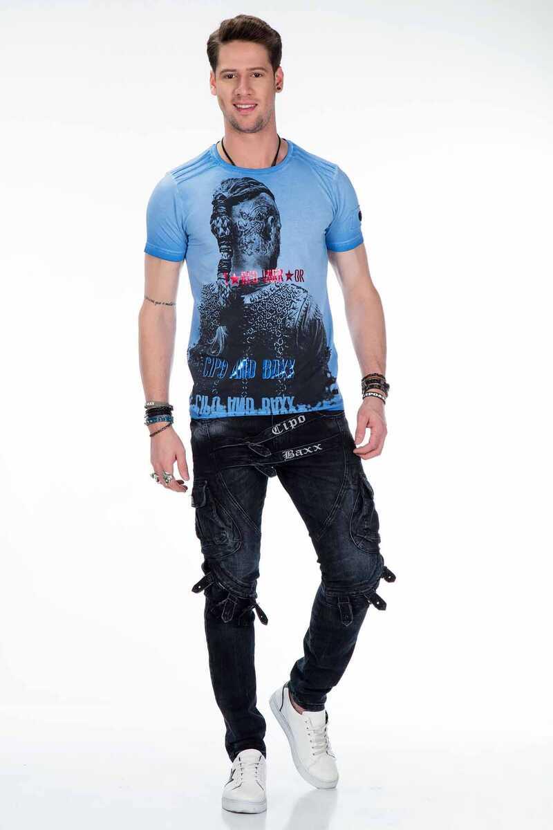 CT412 Viking Warrior Print Slim Fit Men's T-Shirt