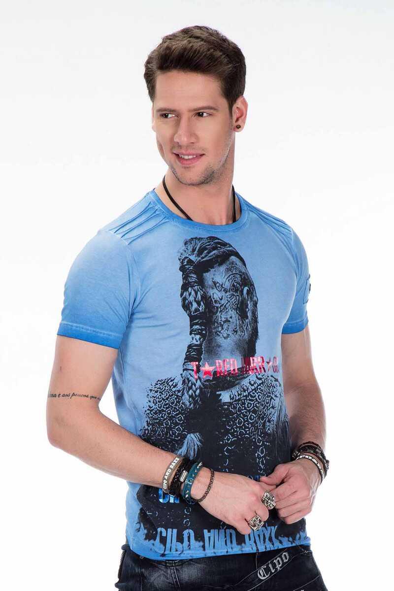 CT412 Viking Warrior Print Slim Fit Men's T-Shirt