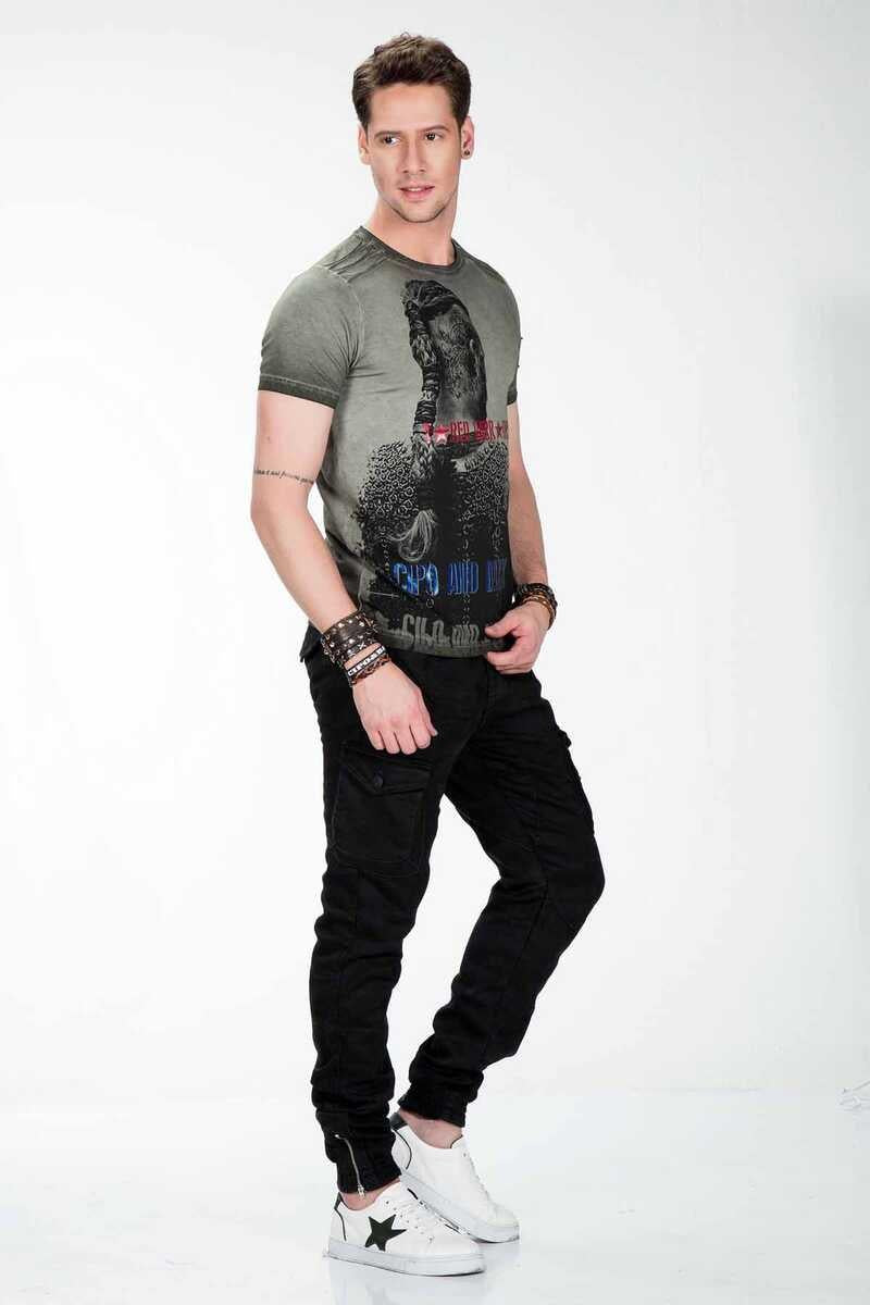 CT412 Viking Warrior Print Slim Fit Men's T-Shirt