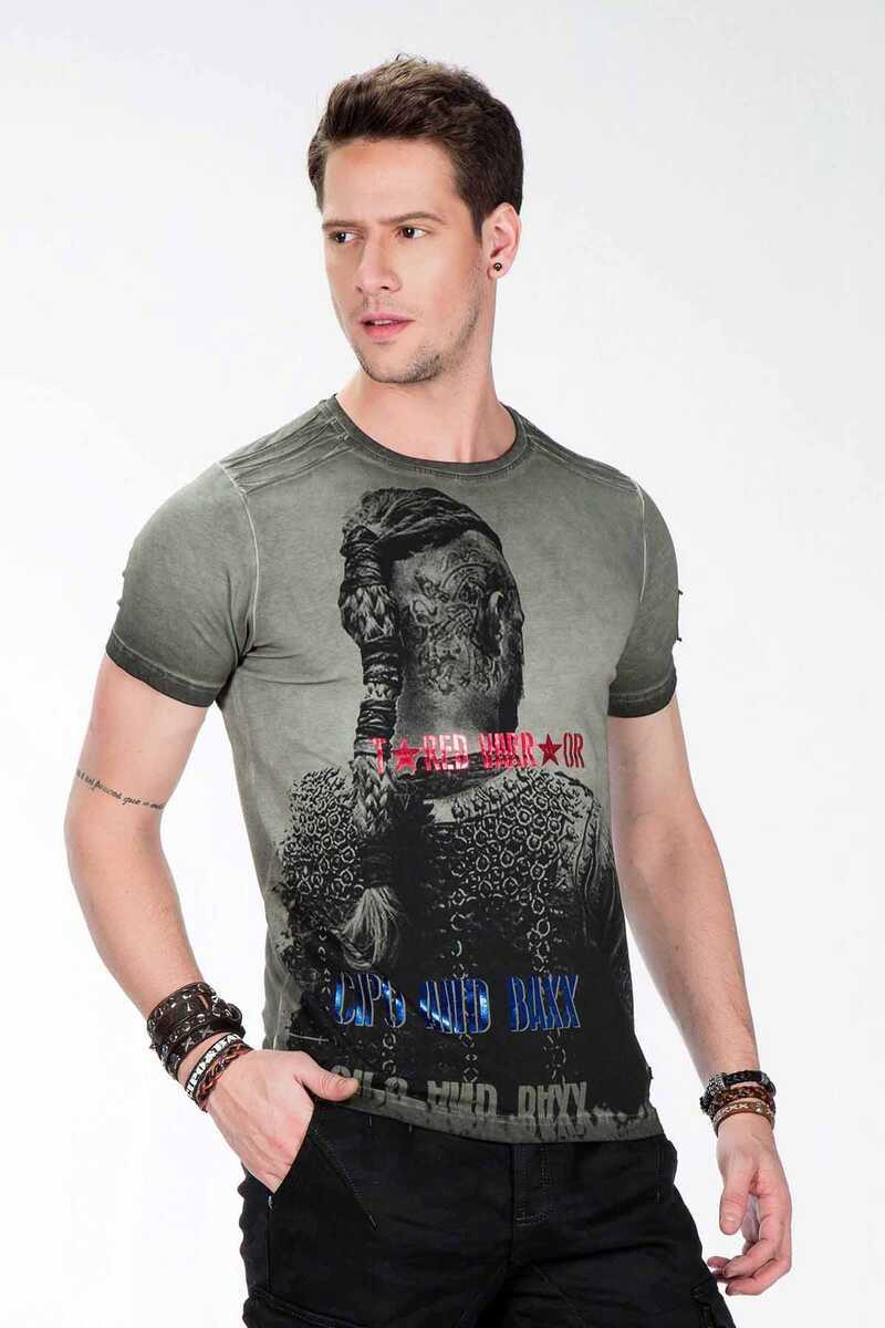 CT412 Viking Warrior Print Slim Fit Men's T-Shirt