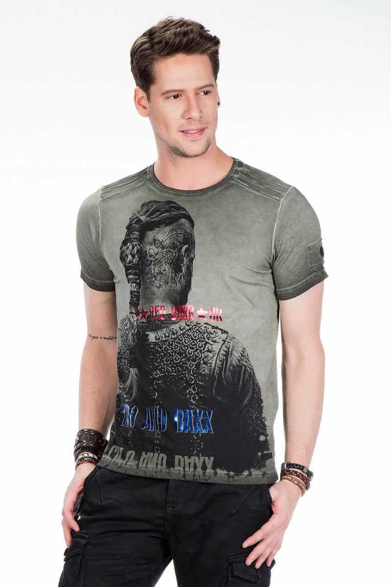 CT412 Viking Warrior Print Slim Fit Men's T-Shirt