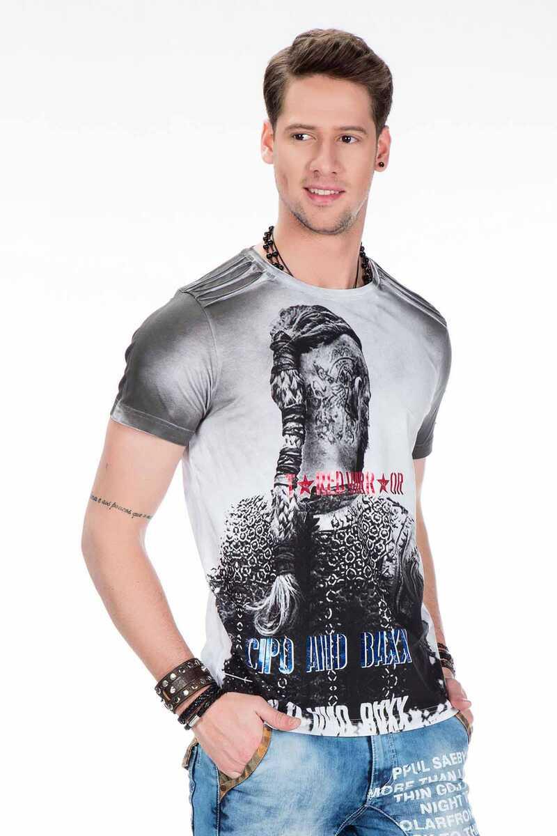 CT412 Viking Warrior Print Slim Fit Men's T-Shirt