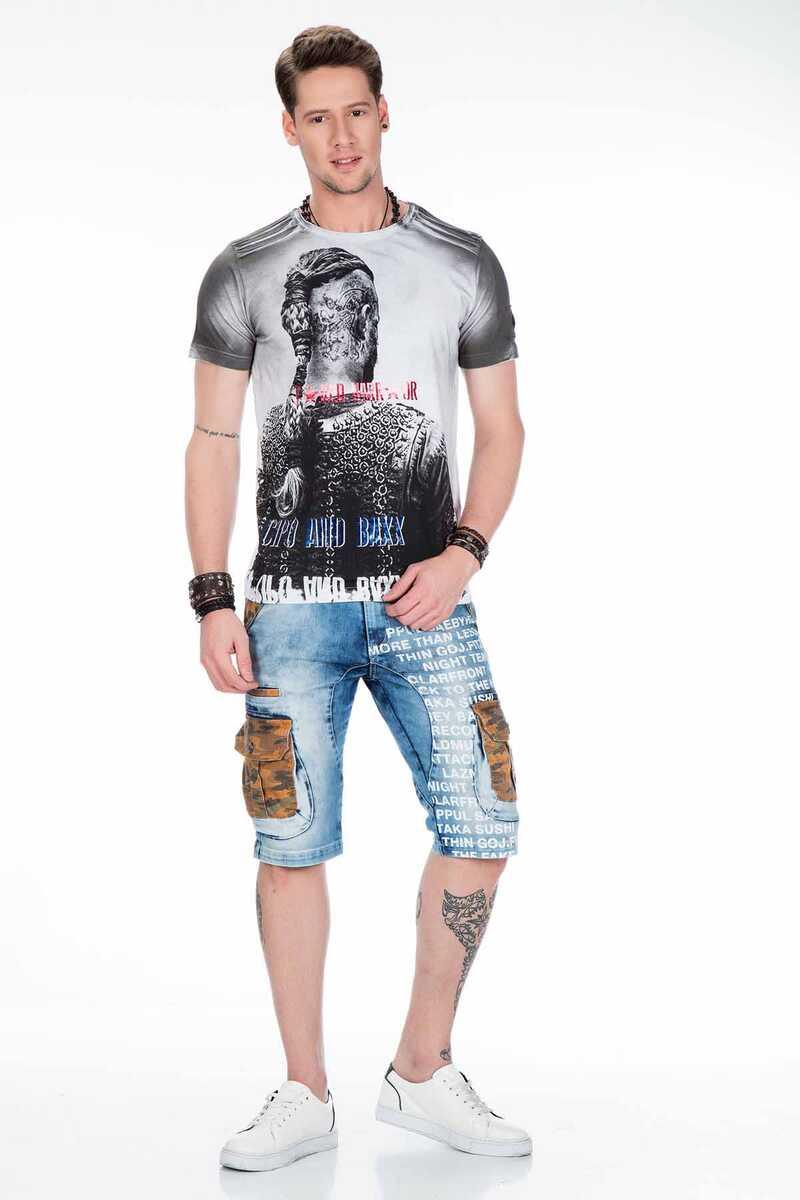 CT412 Viking Warrior Print Slim Fit Men's T-Shirt
