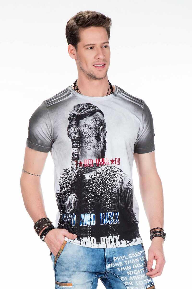 CT412 Viking Warrior Print Slim Fit Men's T-Shirt