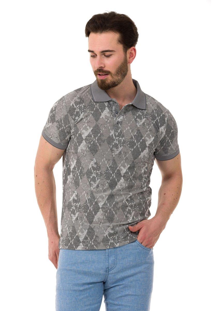 CT452 Polo Collar Diamond Pattern Men's T-Shirt