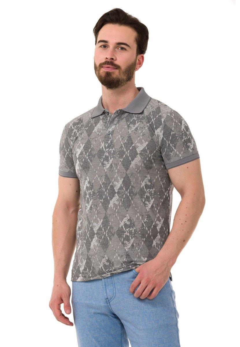 CT452 Polo Collar Diamond Pattern Men's T-Shirt
