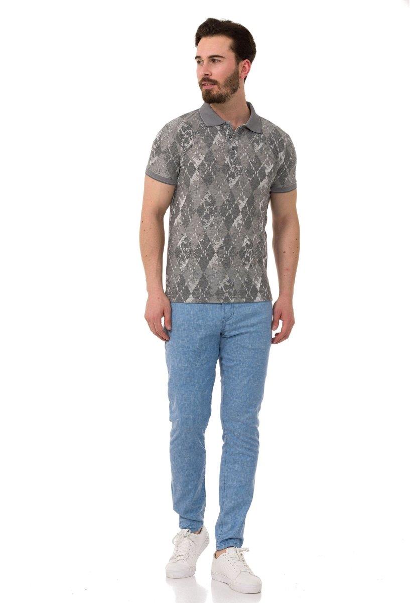 CT452 Polo Collar Diamond Pattern Men's T-Shirt