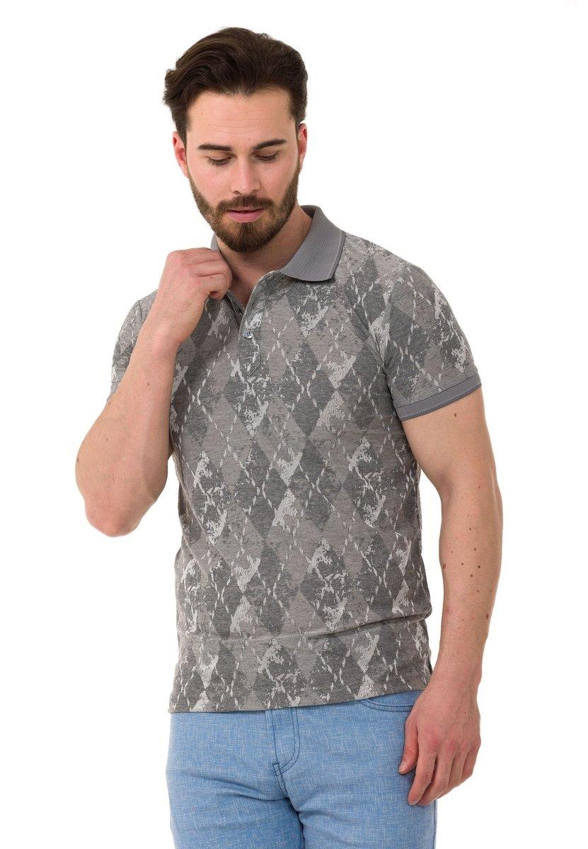 CT452 Polo Collar Diamond Pattern Men's T-Shirt
