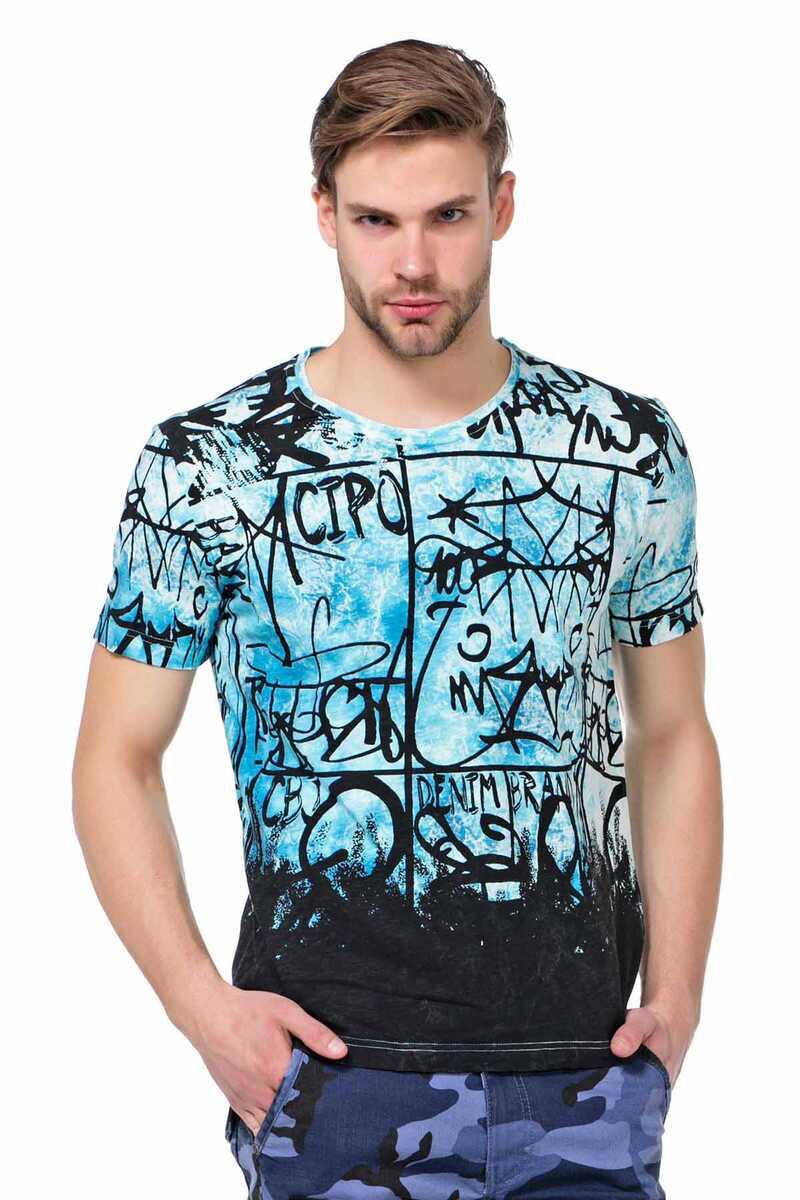 CT456 Washed Pattern Text Print Men's T-Shirt