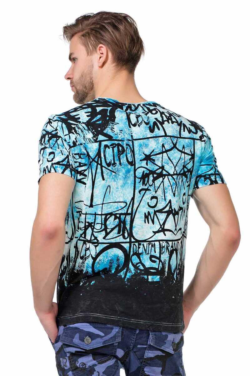 CT456 Washed Pattern Text Print Men's T-Shirt