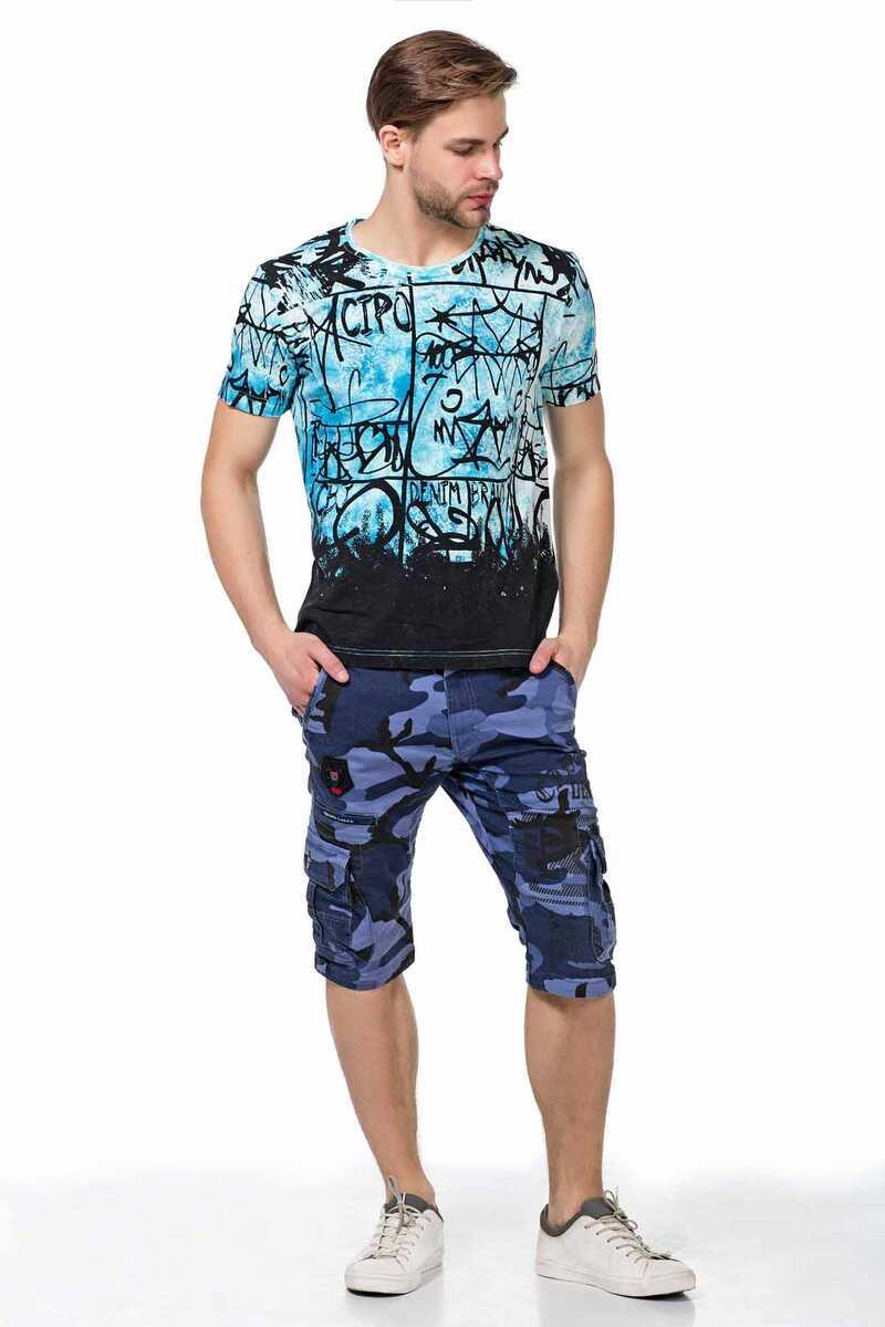 CT456 Washed Pattern Text Print Men's T-Shirt