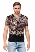 CT456 Washed Pattern Text Print Men's T-Shirt