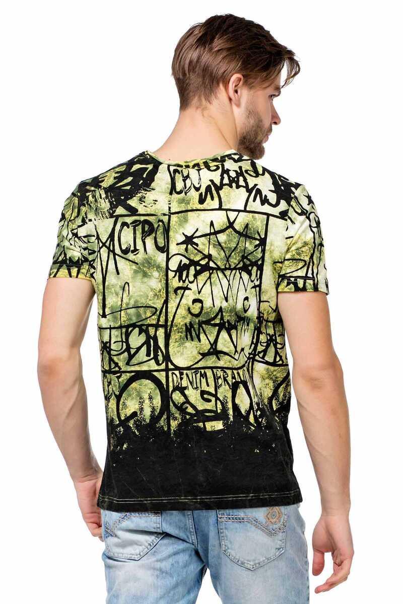 CT456 Washed Pattern Text Print Men's T-Shirt