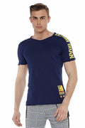 CT524 Printed V-Cut Collar Slim Fit Men's T-Shirt
