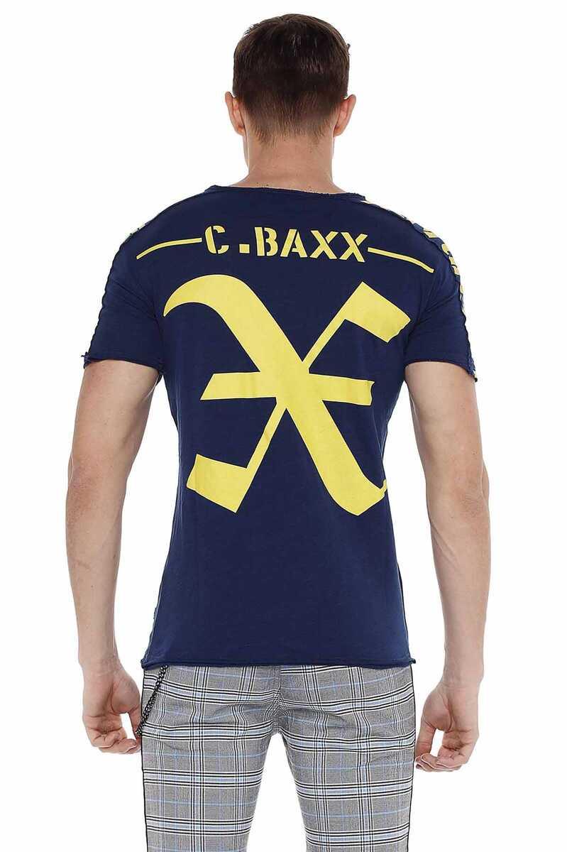 CT524 Printed V-Cut Collar Slim Fit Men's T-Shirt
