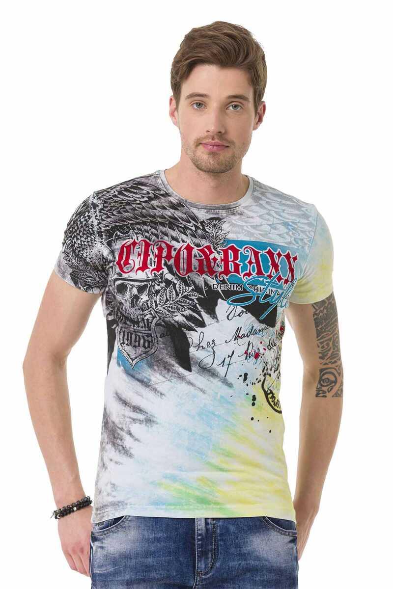 CT684 Eagle Pattern Skull Colorful T-Shirt