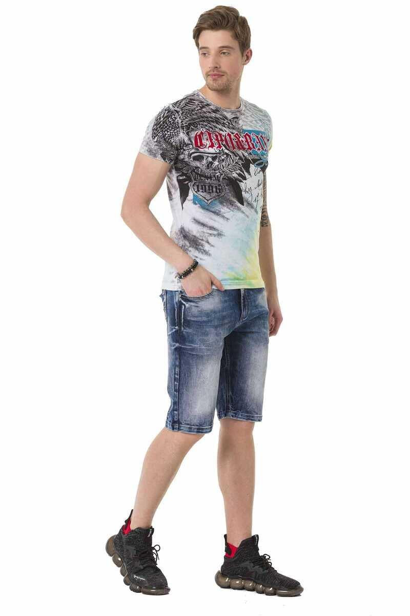 CT684 Eagle Pattern Skull Colorful T-Shirt