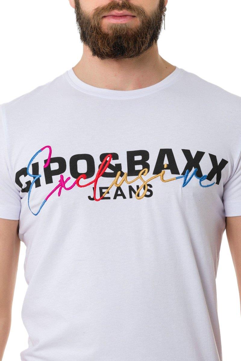 CT712 Embroidered Text Basic T-Shirt