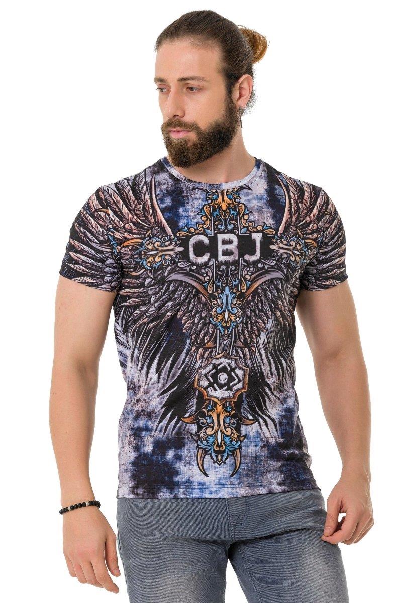 CT719 Laser Print Cross Wing Pattern T-Shirt
