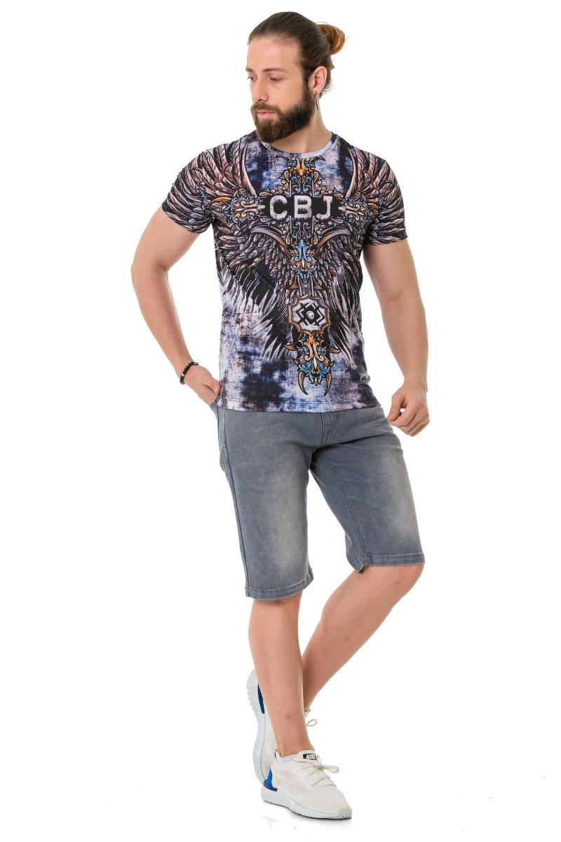 CT719 Laser Print Cross Wing Pattern T-Shirt