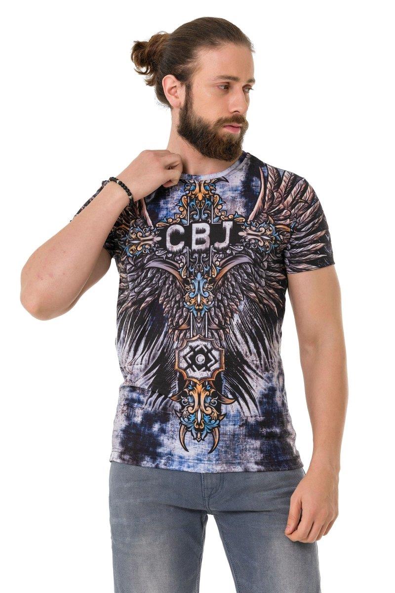 CT719 Laser Print Cross Wing Pattern T-Shirt