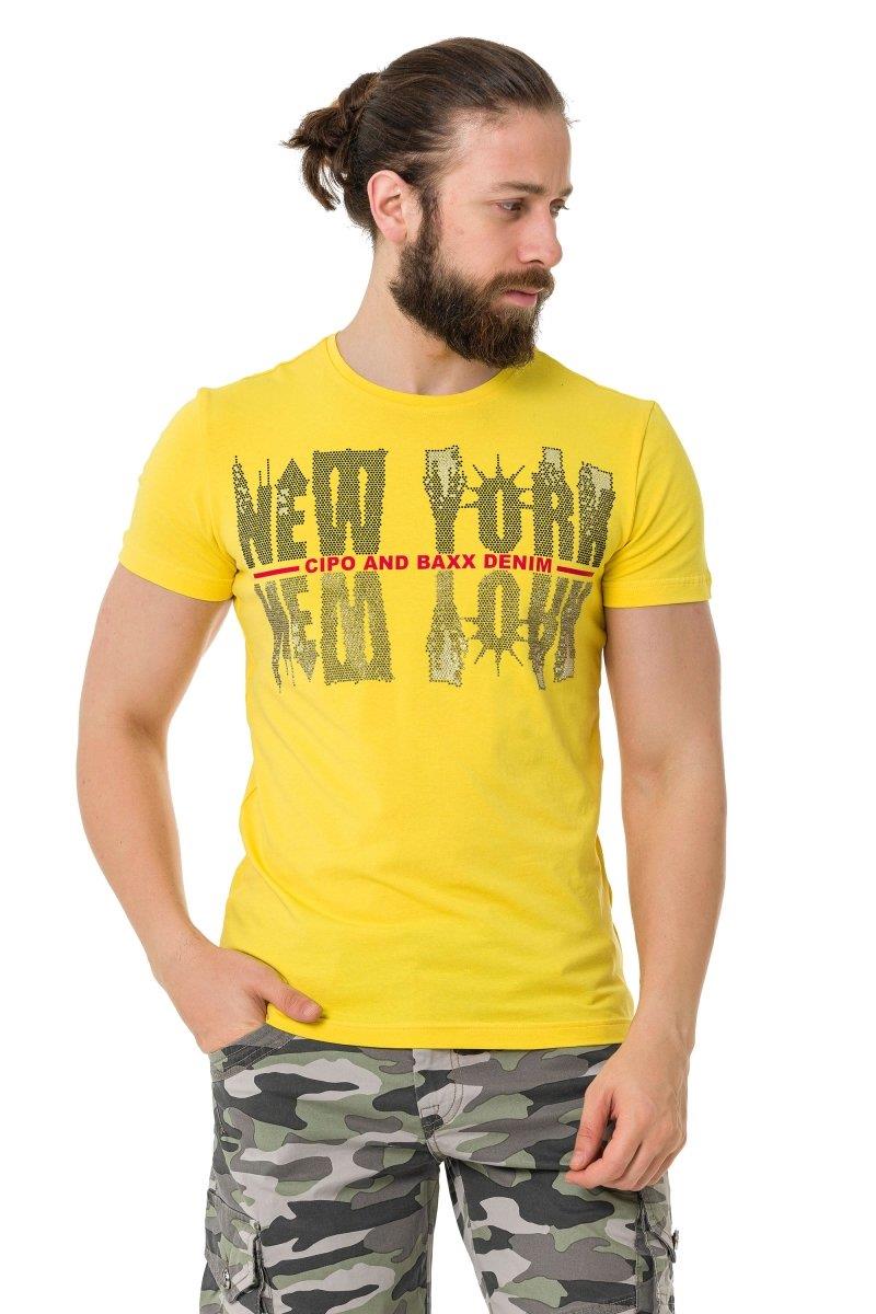 CT733 Stone New York Print T-Shirt