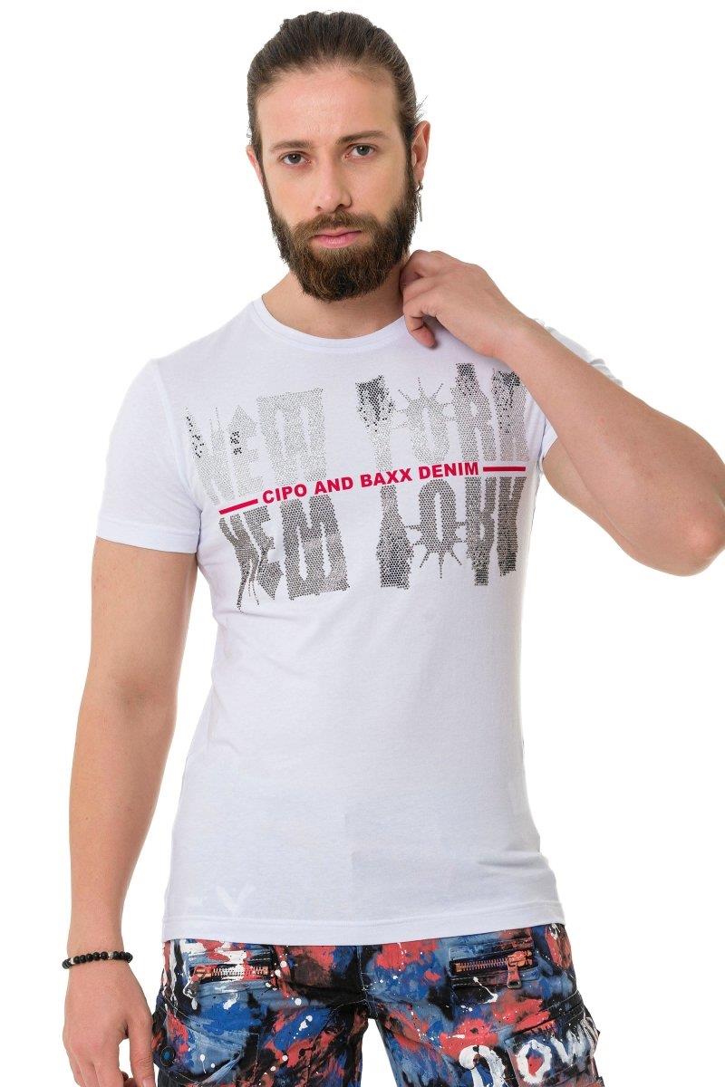 CT733 Stone New York Print T-Shirt